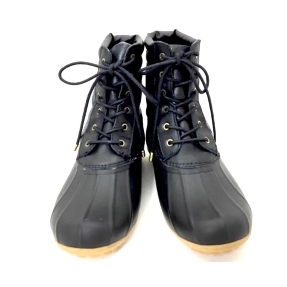 SAM Edelman Caldwell Winter Lace up Duck Boot in Metallic Black - Picture 2 of 8